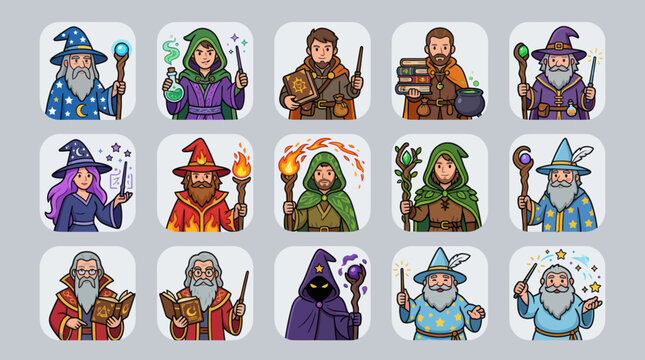 Magical wizards and sorcerers collection