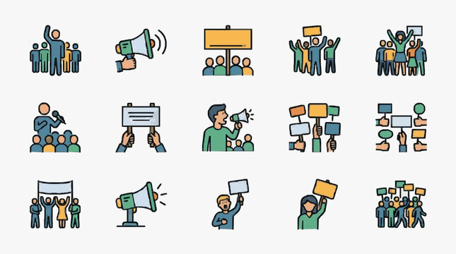 Collective Public Speaking and Protest Illustrations.