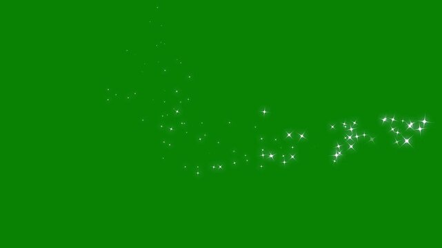 Twinkle glitter line stars sparkling, glitter burst effect, doodle cartoon twinkling star.sparkling stars shine animation and celebration videos on green background 4K.