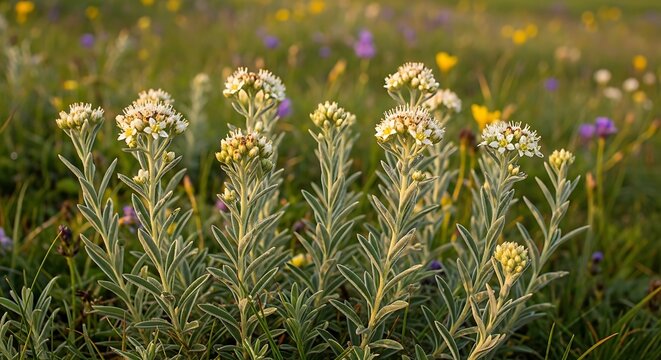 A serene field of blooming wildflowers in various colors