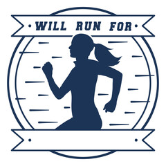Obraz premium Sport marathon woman athlete badge