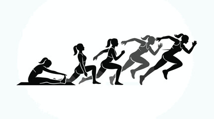 Obraz premium Fitness woman running in motion sequence, energetic workout and exercise