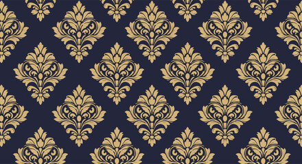 Fototapeta premium Decorative floral damask ornament with elegant symmetry and refined features