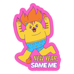 Fototapeta premium Anti New Year same me funny quote badge