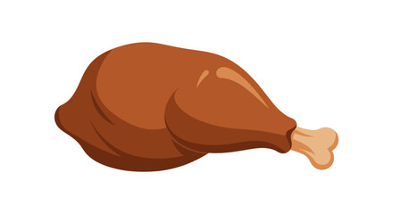 Roasted chicken drumstick illustration with gradient shading a dark silhouette © sakib