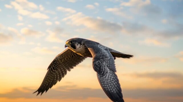 peregrine falcon flying close up in scottish highlands morning light video
