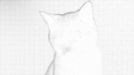 Halftone illustration of a cats face and body outline © md manik hossain