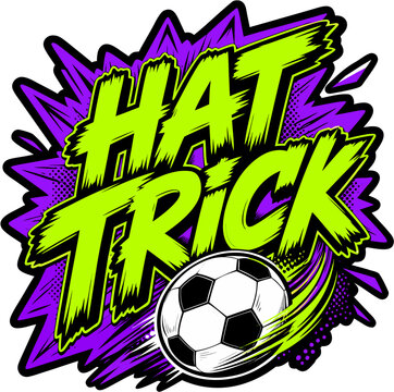 Hat Trick Football Comic Neon Green Text