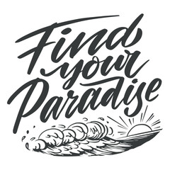 Naklejka premium Paradise summer lettering