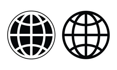 Obraz premium Professional minimalist globe icons representing global networking and international trade on a bright white background.