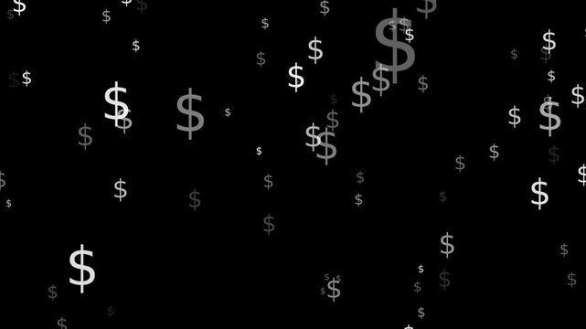Animated White Dollar Symbol Pattern Financial Currency Background 4K Seamless Loop