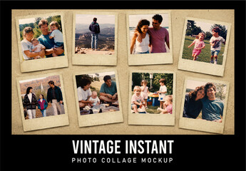 Vintage Instant Photo Collage Mockup