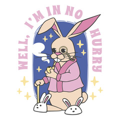 Obraz premium No hurry funny bunny cute quote badge