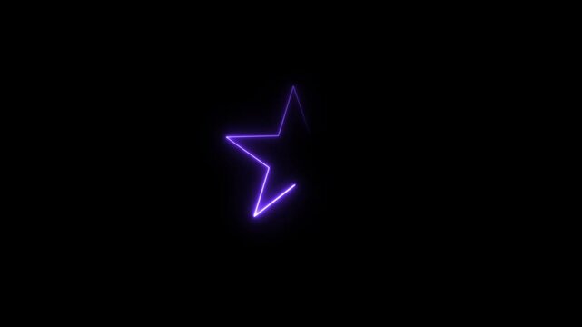 Blue neon star light trail circle on black background with endless circular pattern, glitter magic spell effect and light streaks with shimmer, modern round frame with empty copy space, 4k video