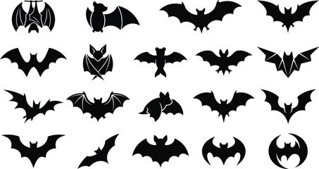 Fototapeta premium Halloween bat silhouette collection black bat silhouettes for spooky decor and design