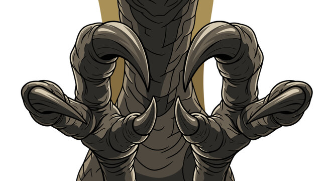 Close up of reptilian clawed feet isolated vector illustration