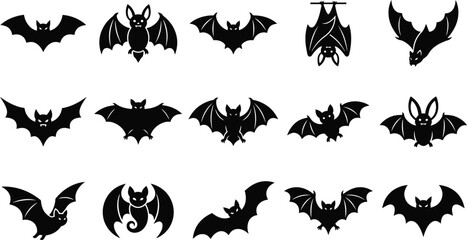 Fototapeta premium Halloween bat silhouette collection black bat silhouettes for spooky decor and design