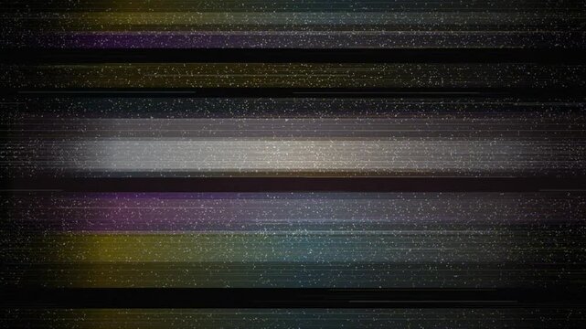 Television static noise with analog glitch effects and horizontal signal interference