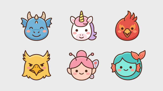 Mythical creature faces collection
