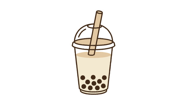 A refreshing drink with boba and a straw in a clear cup