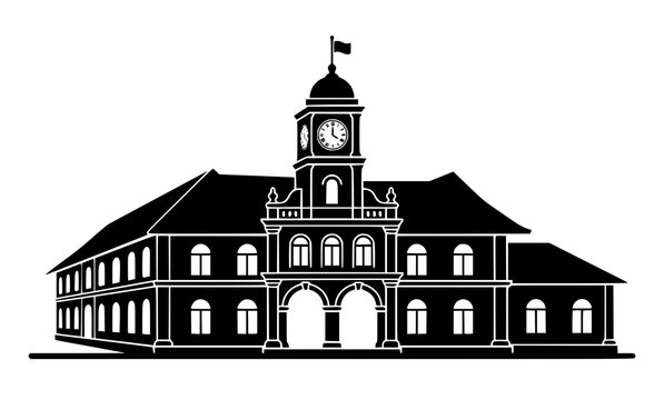Paradesi Synagogue Kochi Black Silhouette Landmark Vector Illustration