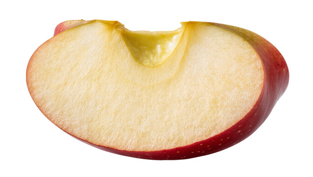 Isolated fresh red apple slice with core detail, healthy snack fruit food ingredient