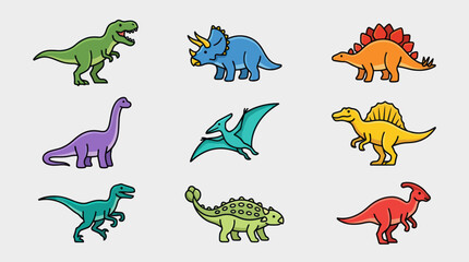 Set of colorful cartoon dinosaurs © Johnsoon