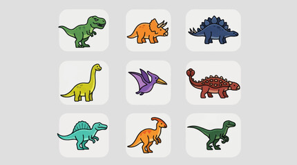 Set of colorful cartoon dinosaur illustrations © Johnsoon
