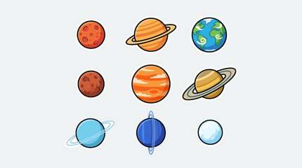 Set of colorful celestial body icons © Johnsoon