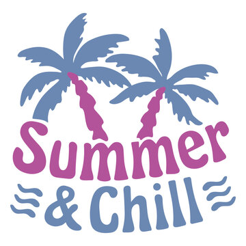 Summer &amp; chill logo with palm trees