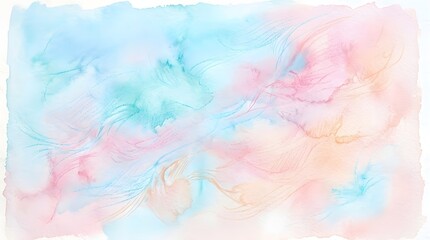 Obraz premium Pastel watercolor wash background with soft blue pink and peach tones