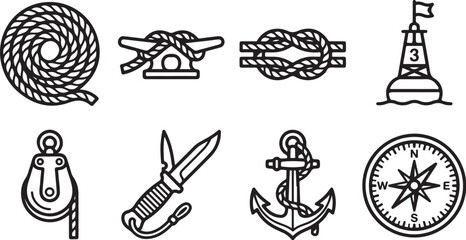 Nautical rope and maritime tools vector icons set © tarik