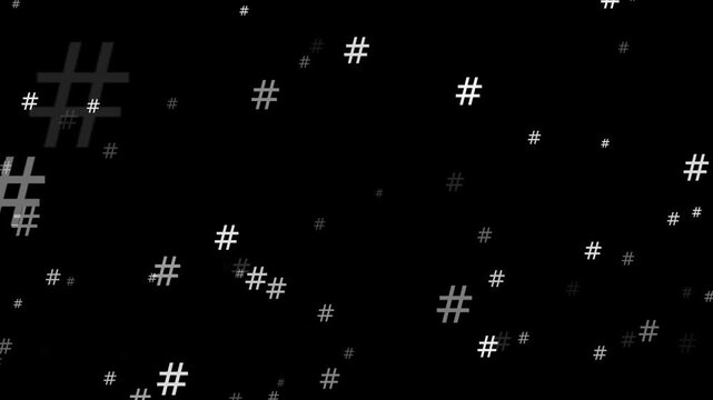 Animated White Hashtag Symbol Pattern Social Media Background 4K Seamless Loop