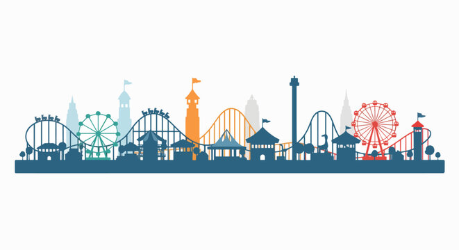A classic wooden rollercoaster stands out in an amusement park at night.