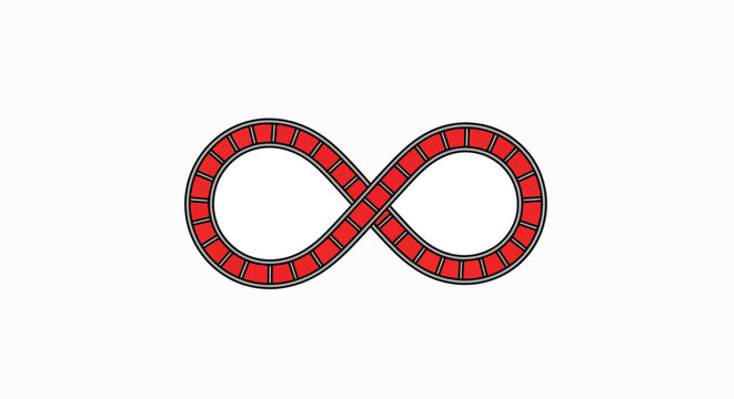 The retro styled fairground roller coaster track forms an infinity loop.