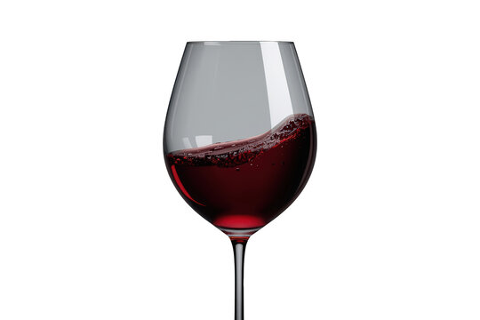 Red wine splashing in a glass, creating dynamic motion and ripple effects, isolated with a transparent background