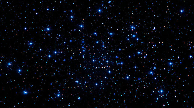 Night sky filled with countless stars and celestial bodies, showcasing a vast expanse of space with a deep black background and bright blue star clusters