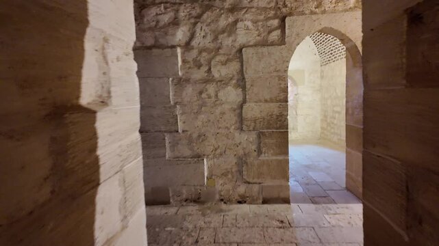 A view from the 15th-century Qaitbay Fort in Alexandria, Egypt. It was built from stones remaining from the Lighthouse of Alexandria, one of the wonders of the ancient world.
