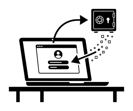 Password Manager Vault Auto-Fill Action Vector Illustration