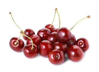 Many fresh ripe cherries isolated on white © New Africa