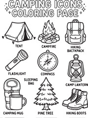 Fototapeta premium Printable Icon Set Coloring Pages Bundle | Cute Black and White Vector Line Art for Kids Coloring Book