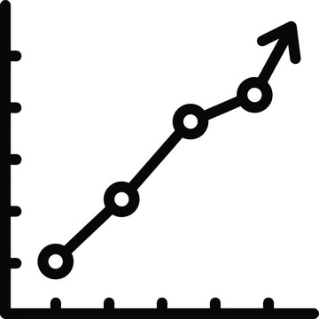 Growth chart icon positive trend line illustration