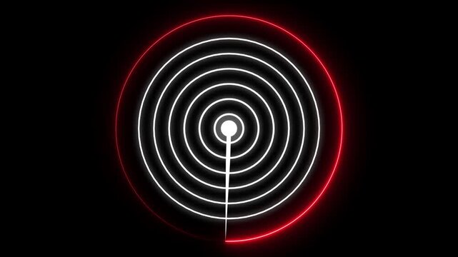 Technology neon light plane radar icon conceptual location searching background 4k illustration.