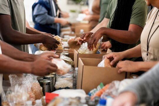 Volunteers crafting hope by packing essential food donations on Mandela Day
