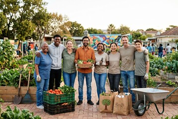 Obraz premium Cultivating joy and harvest for community care on Mandela Day