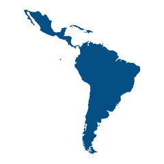 Blue map of Latin America isolated on a white background. Vector illustration © Vladyslav