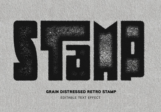 Grain Distressed Retro Stamp Text Effect