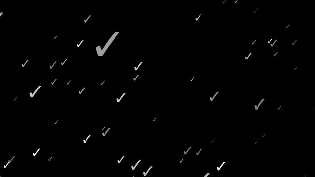 Animated White Check Mark Symbol Pattern Approval Verification Background 4K Seamless Loop