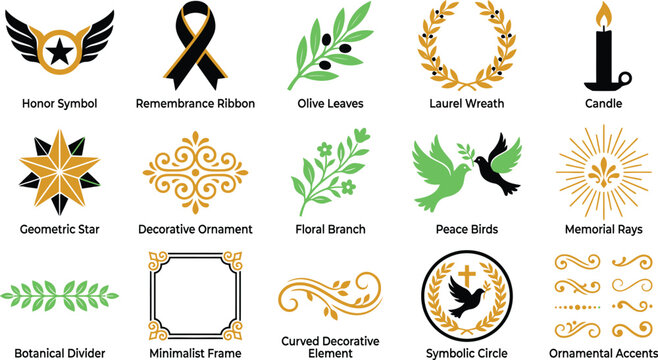 Patriot day memorial graphics remembrance ribbons laurel wreaths stars symbolic elements for september 11th