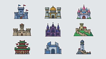 Various architectural building icons set © Johnson